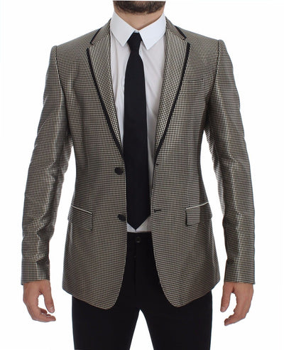 Black Silk Slim Two Button Blazer