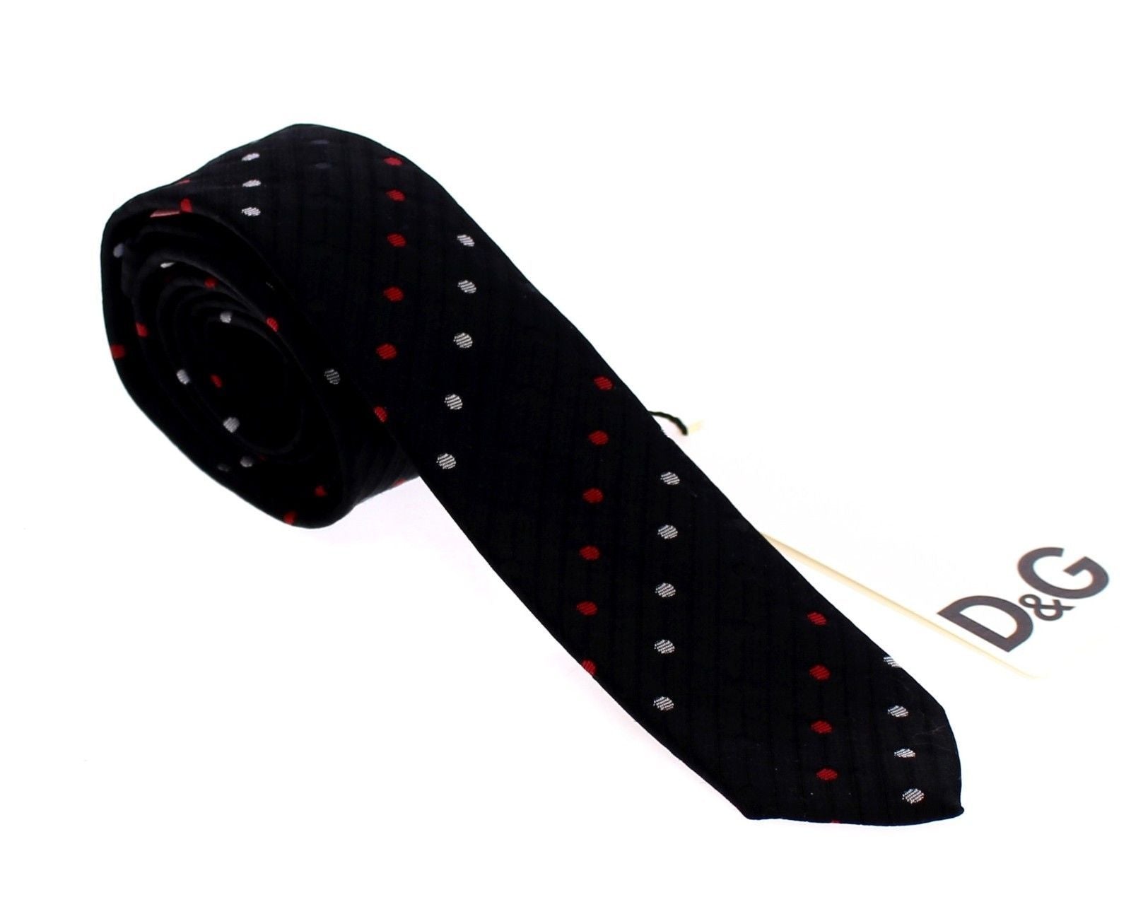 Men Black Pattern Slim Neck Tie
