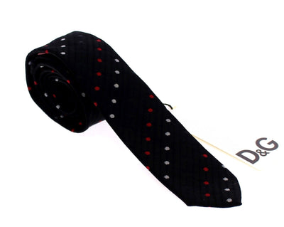 Men Black Pattern Slim Neck Tie