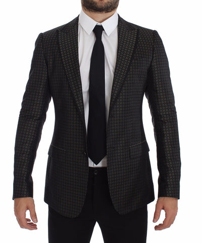 Green Silk Slim Two Button Blazer