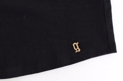 Black Cotton Short Sleeved Top