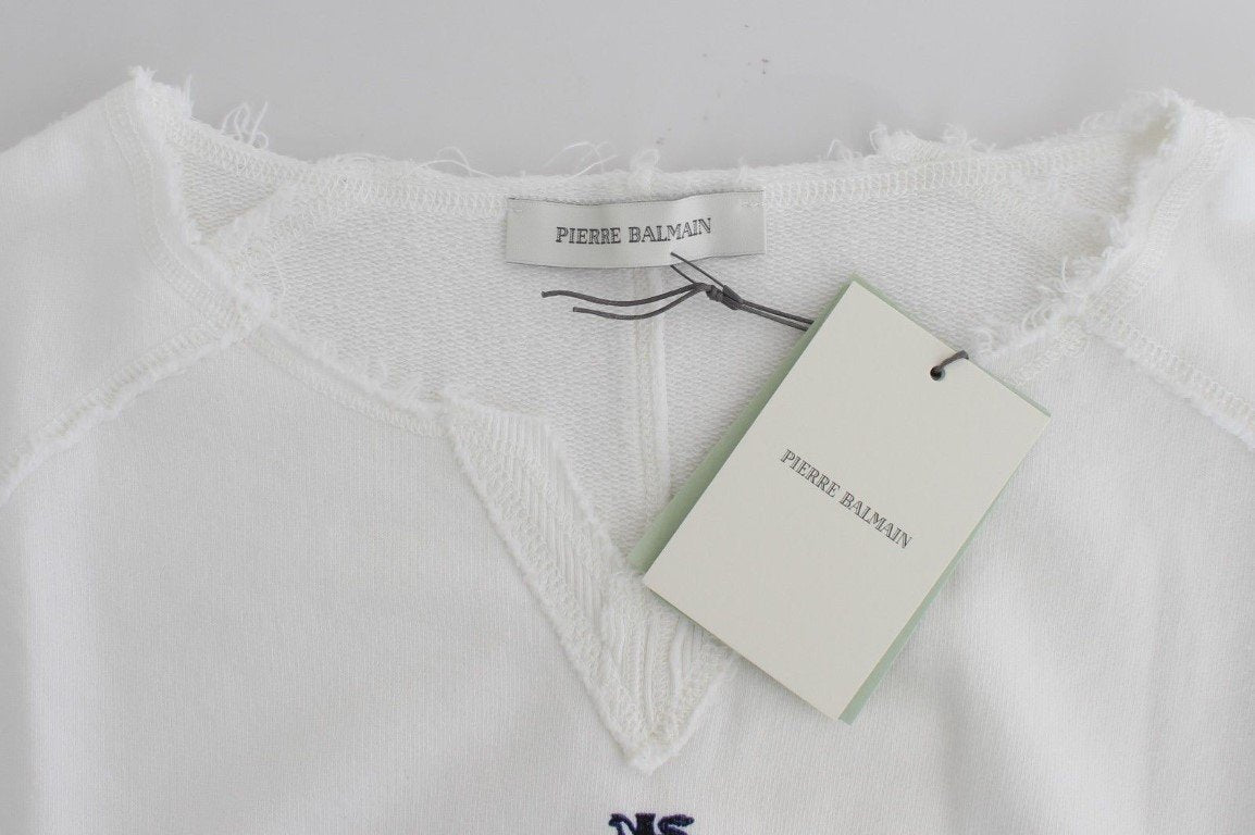 White navy printed sweatshirt