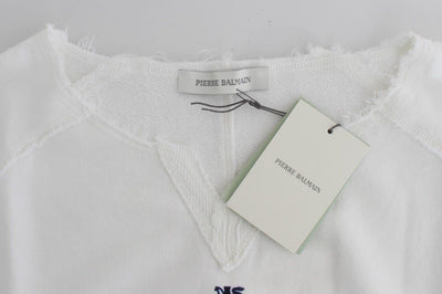 White navy printed sweatshirt