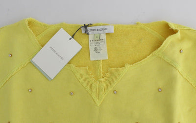 Yellow embellished cotton sweatshirt