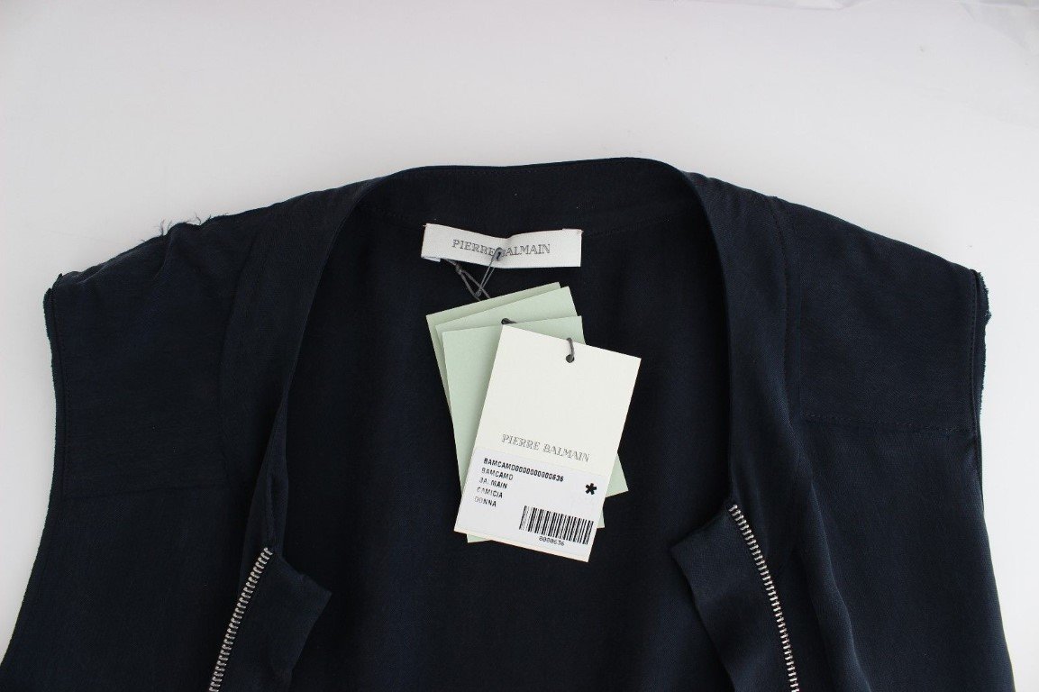 Blue long vest cardigan