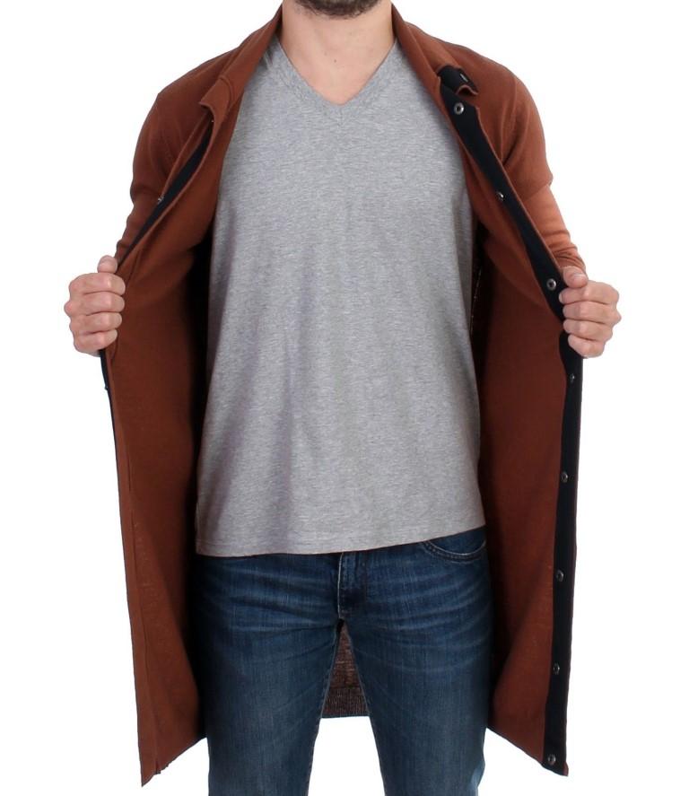 Brown wool maxi long cardigan