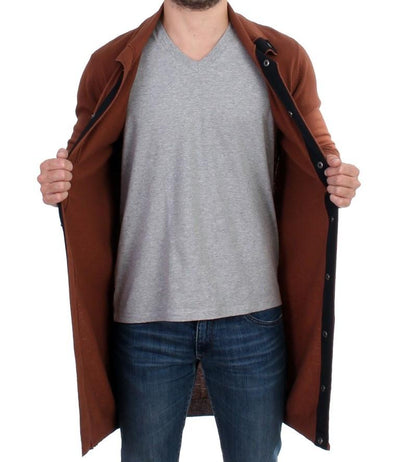 Brown wool maxi long cardigan
