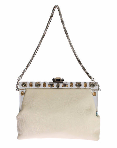 Purse VANDA Beige Leather Crystal Lipstick Roses