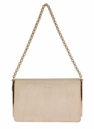 Bag Beige Varano Lizard Shoulder Evening Party Clutch