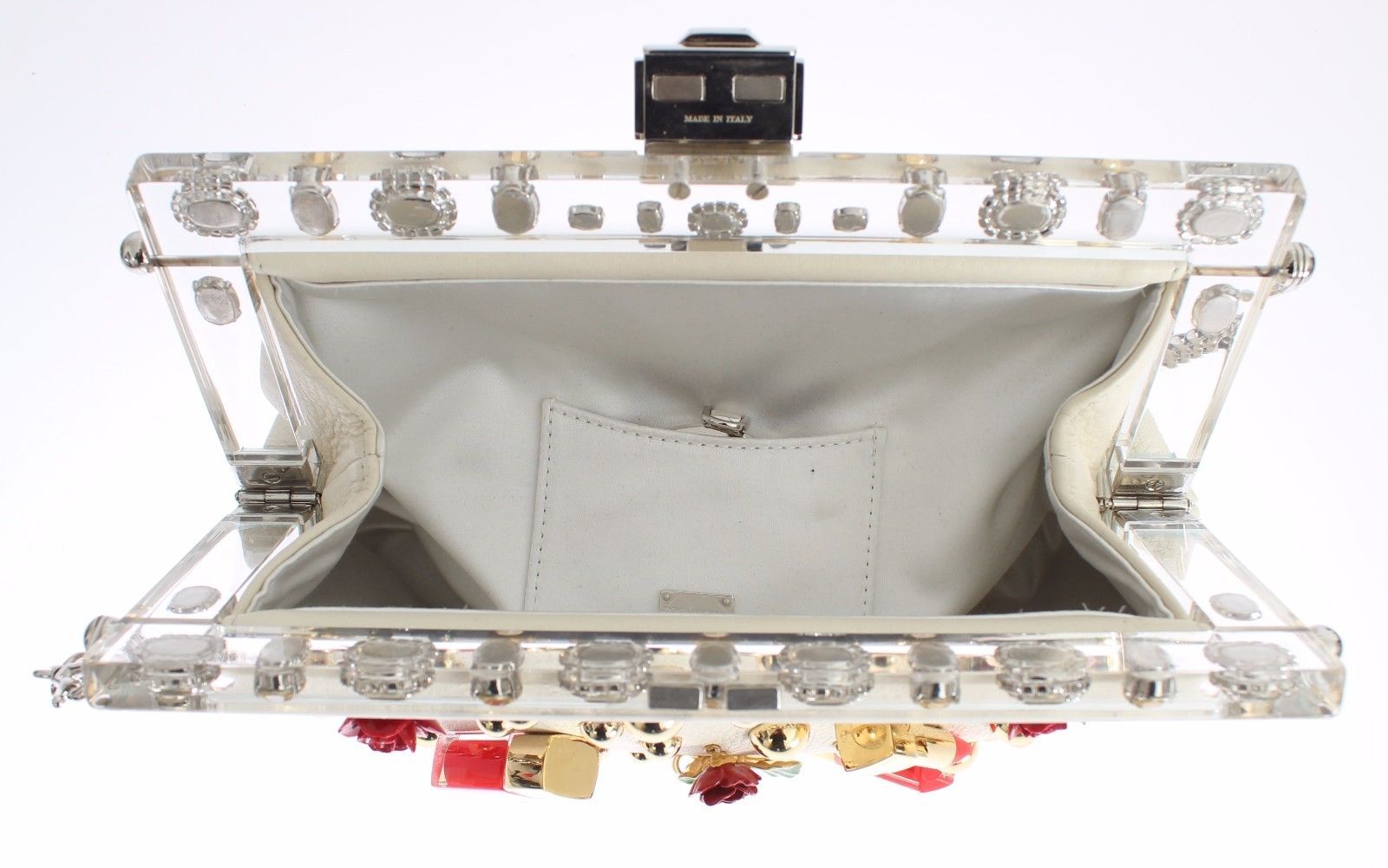 Purse VANDA Beige Leather Crystal Lipstick Roses