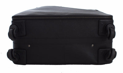 Luggage Bag Black Leather Travel Suitcase Trolley