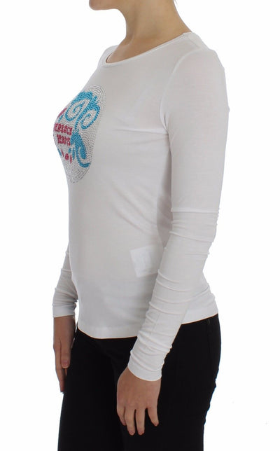 White Crewneck Graphic Print Sweater