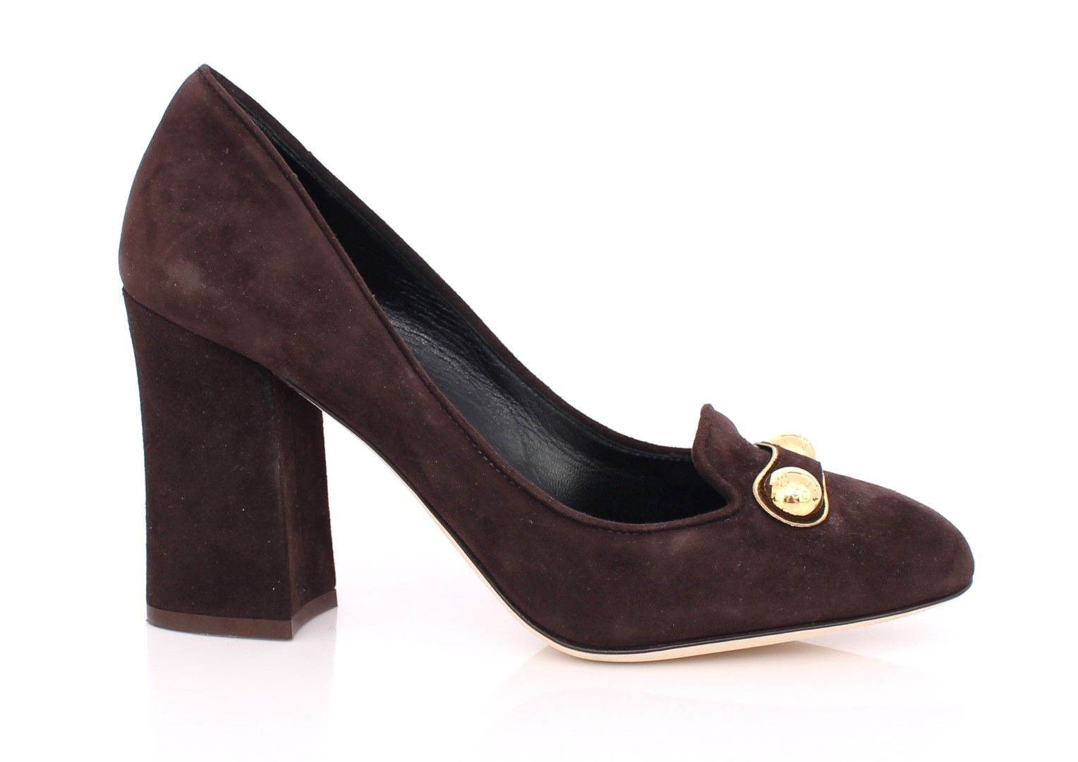 Brown Suede Block Heel Pumps Classic Shoes
