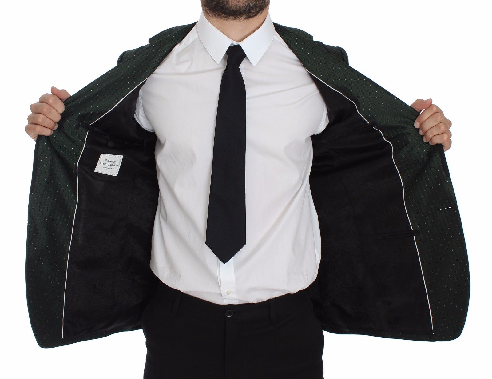 Green Slim Fit Silk Two Button Blazer