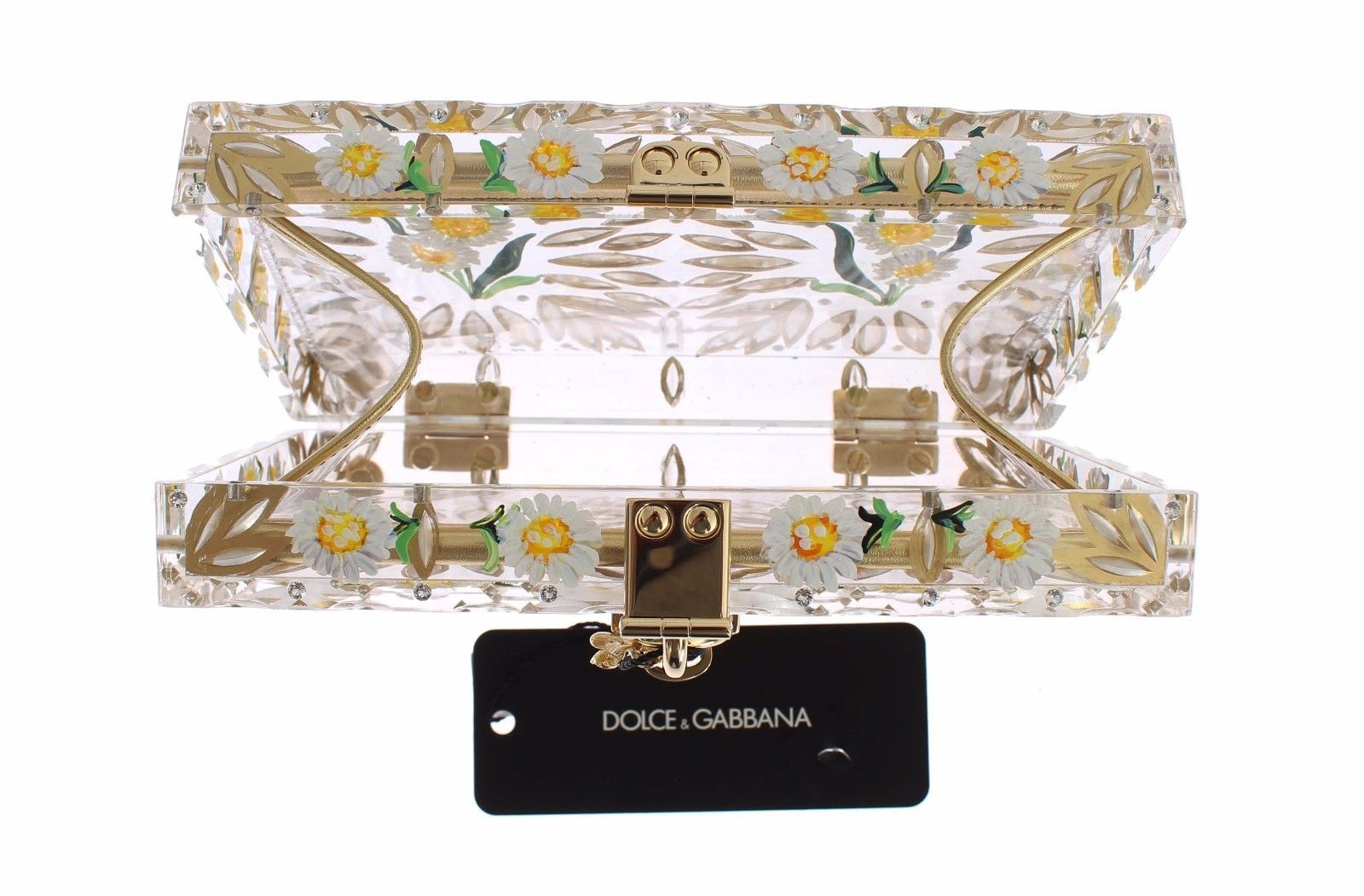 Purse BOX Plexi Flower Hand Painted Da Sera Clutch