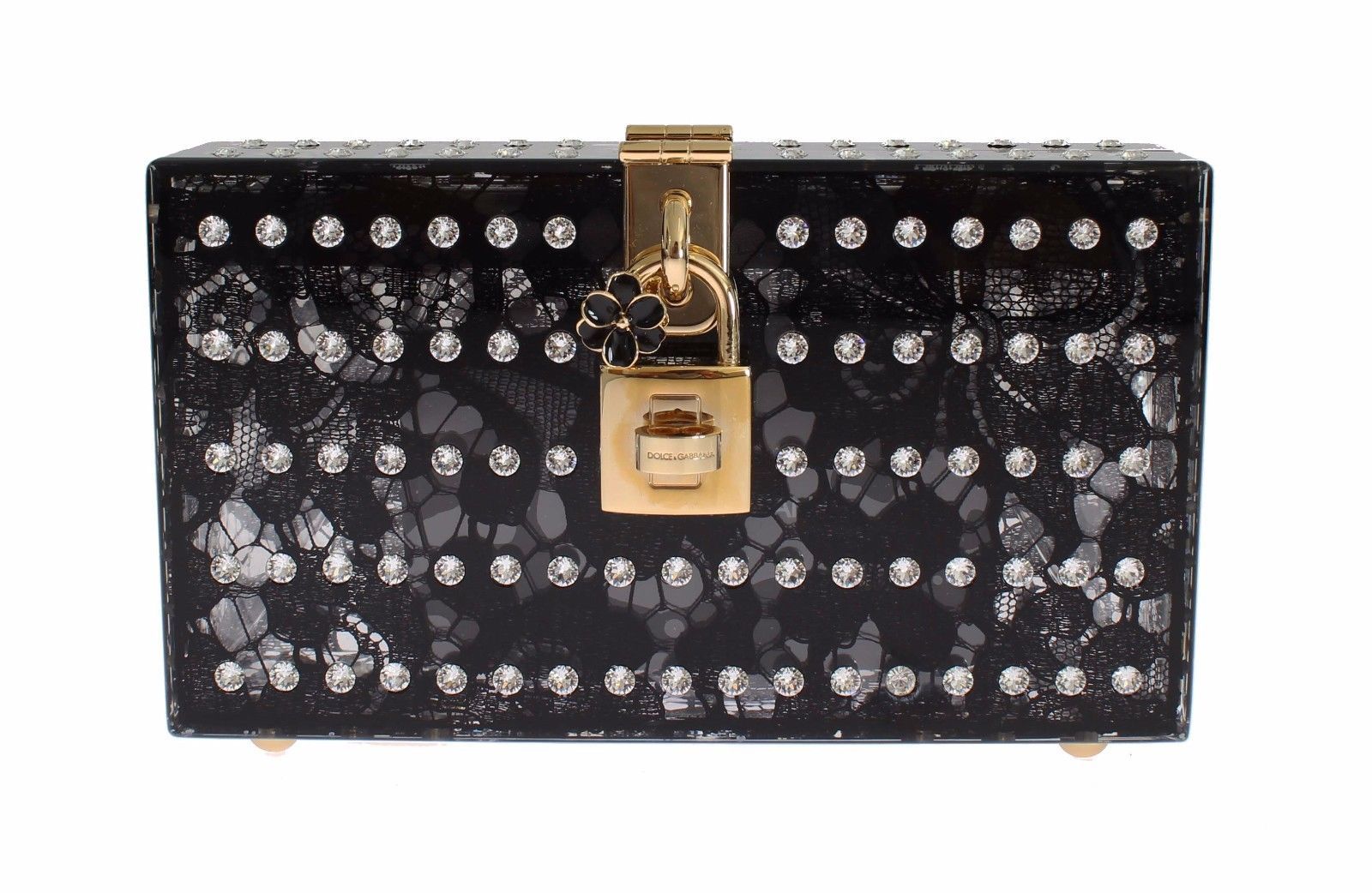 Purse BOX Plexi Floral Lace Crystal Da Sera Clutch