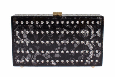 Purse BOX Plexi Floral Lace Crystal Da Sera Clutch