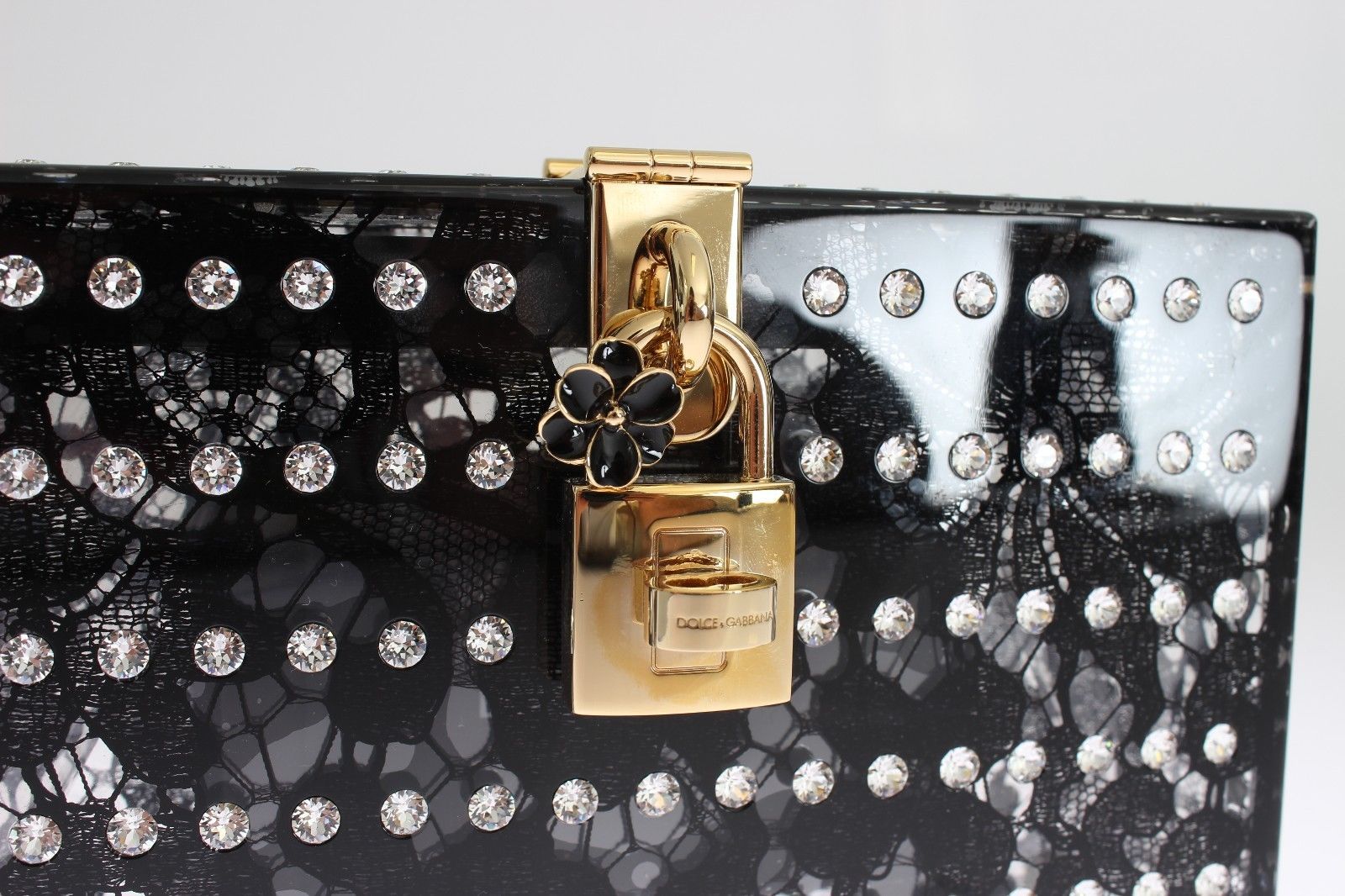 Purse BOX Plexi Floral Lace Crystal Da Sera Clutch