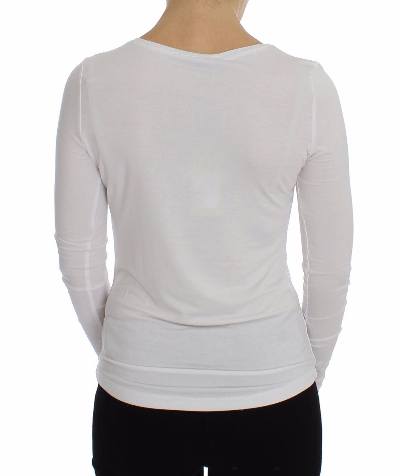 White Crewneck Graphic Print Sweater