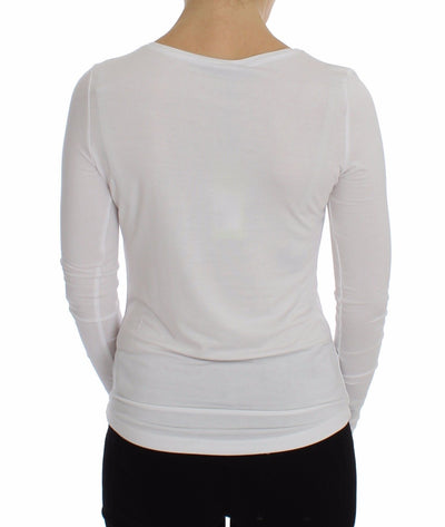 White Crewneck Graphic Print Sweater