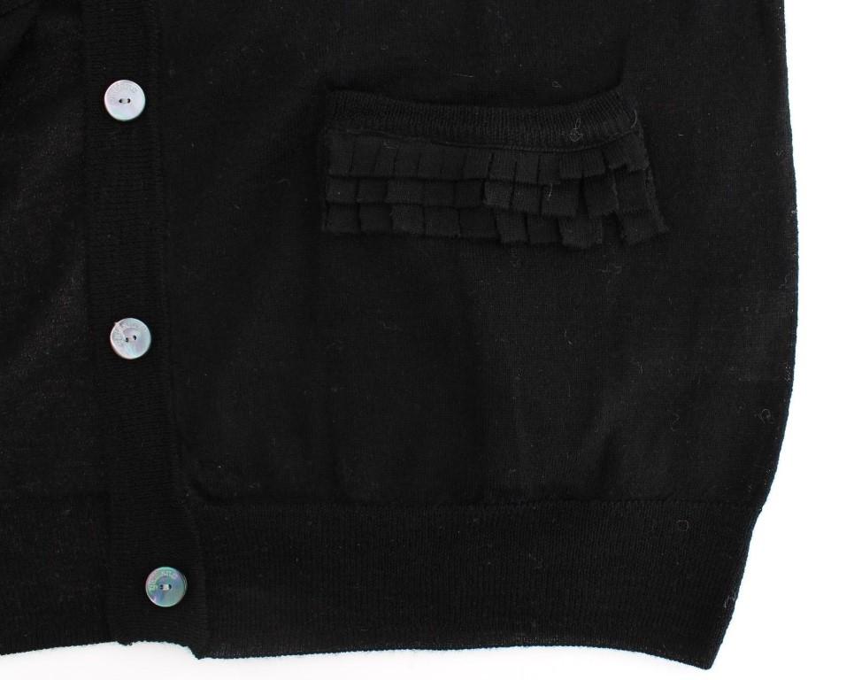 Black wool cardigan