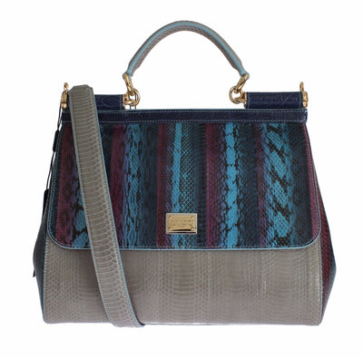 Multicolor Caiman Snakeskin Leather SICILY Hand Bag