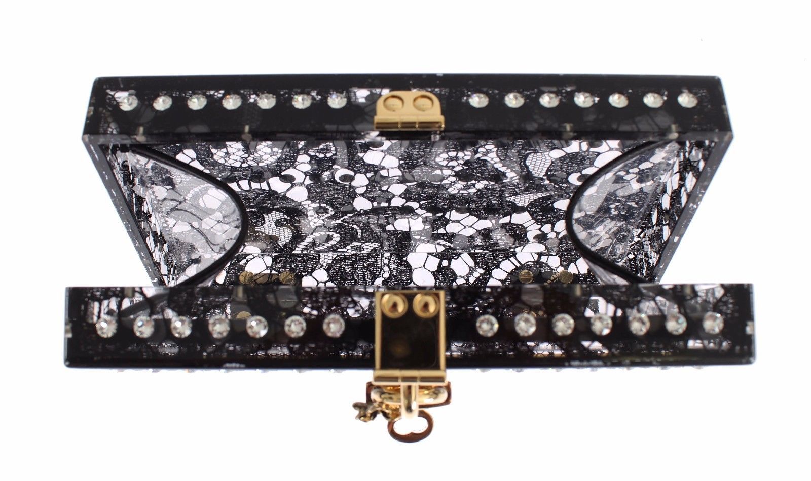 Purse BOX Plexi Floral Lace Crystal Da Sera Clutch