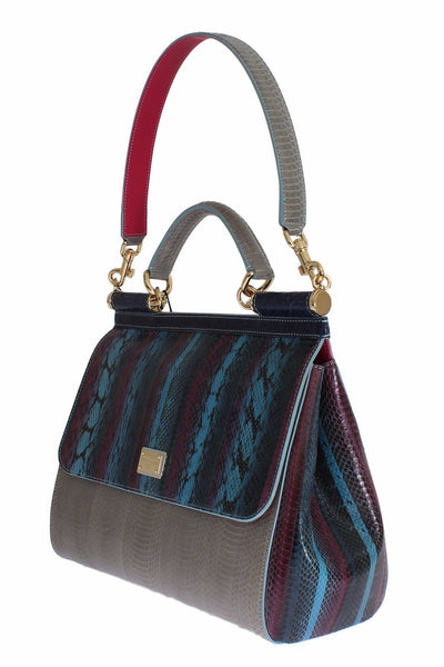 Multicolor Caiman Snakeskin Leather SICILY Hand Bag