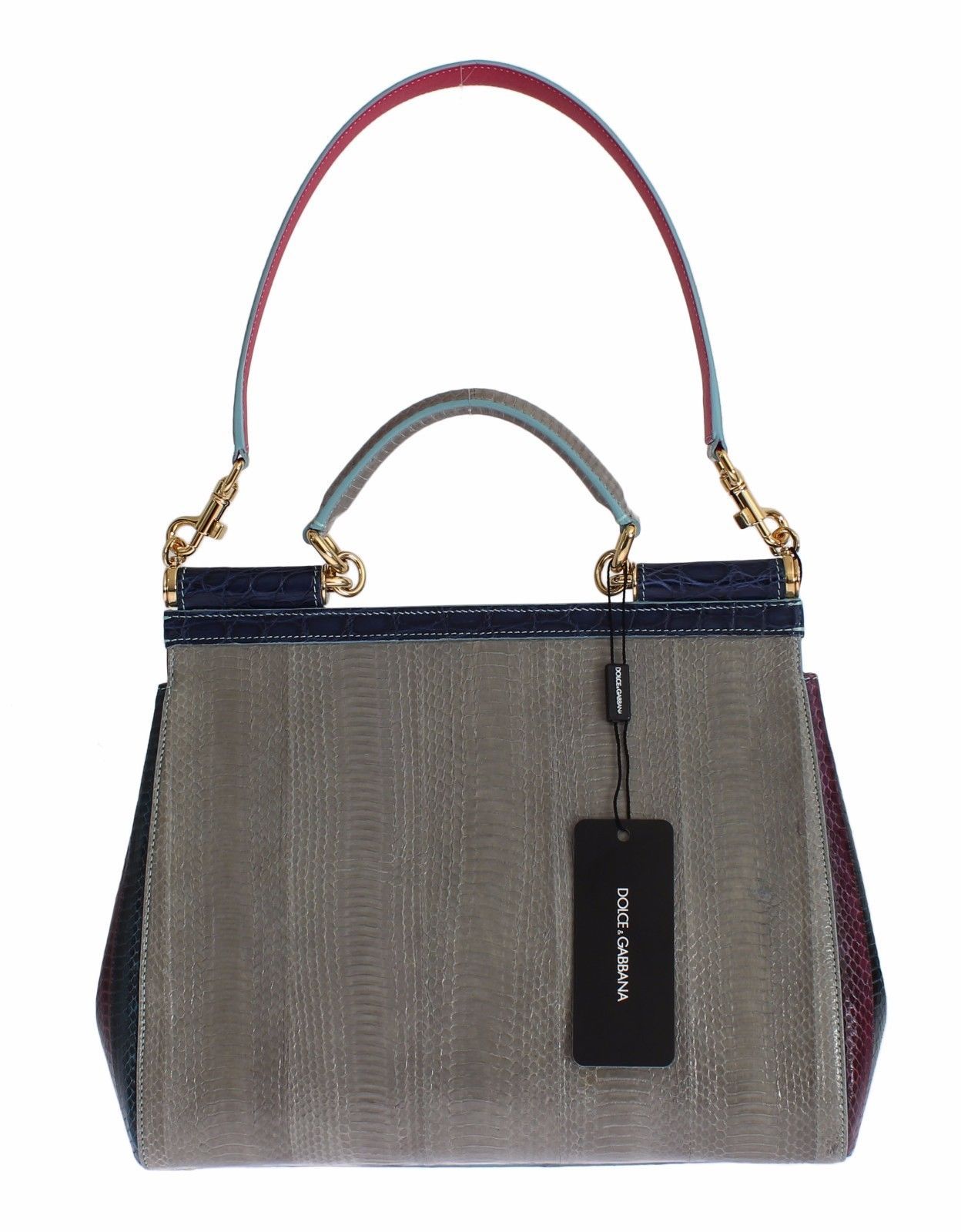 Multicolor Caiman Snakeskin Leather SICILY Hand Bag