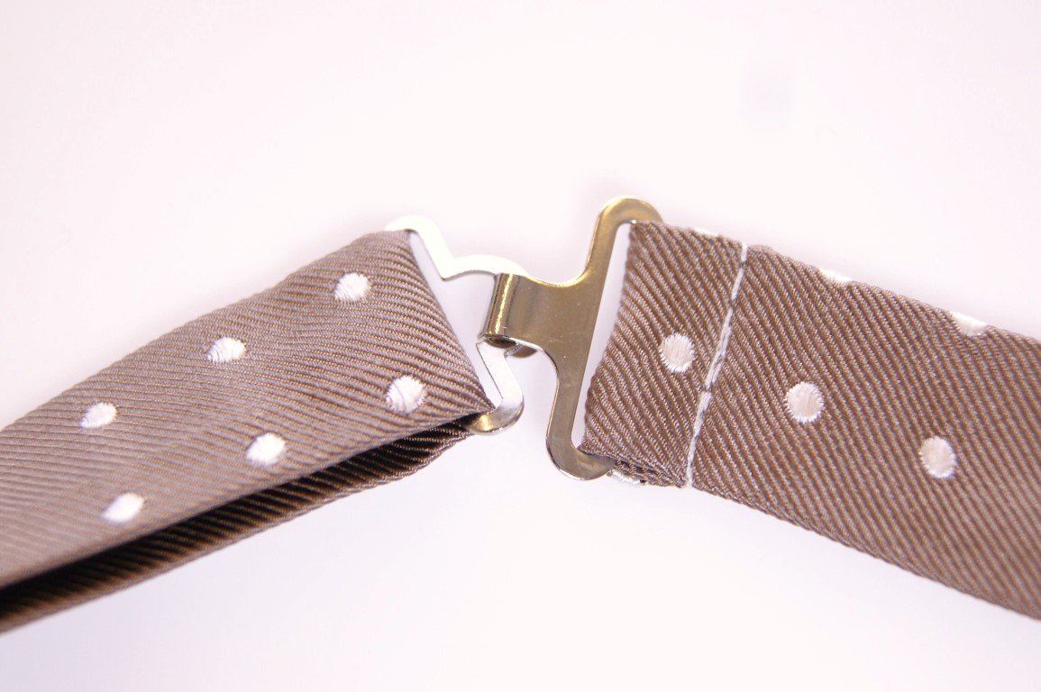 Beige Polka Dot Silk Made in Italy Bowtie Tie