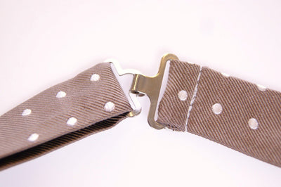 Beige Polka Dot Silk Made in Italy Bowtie Tie