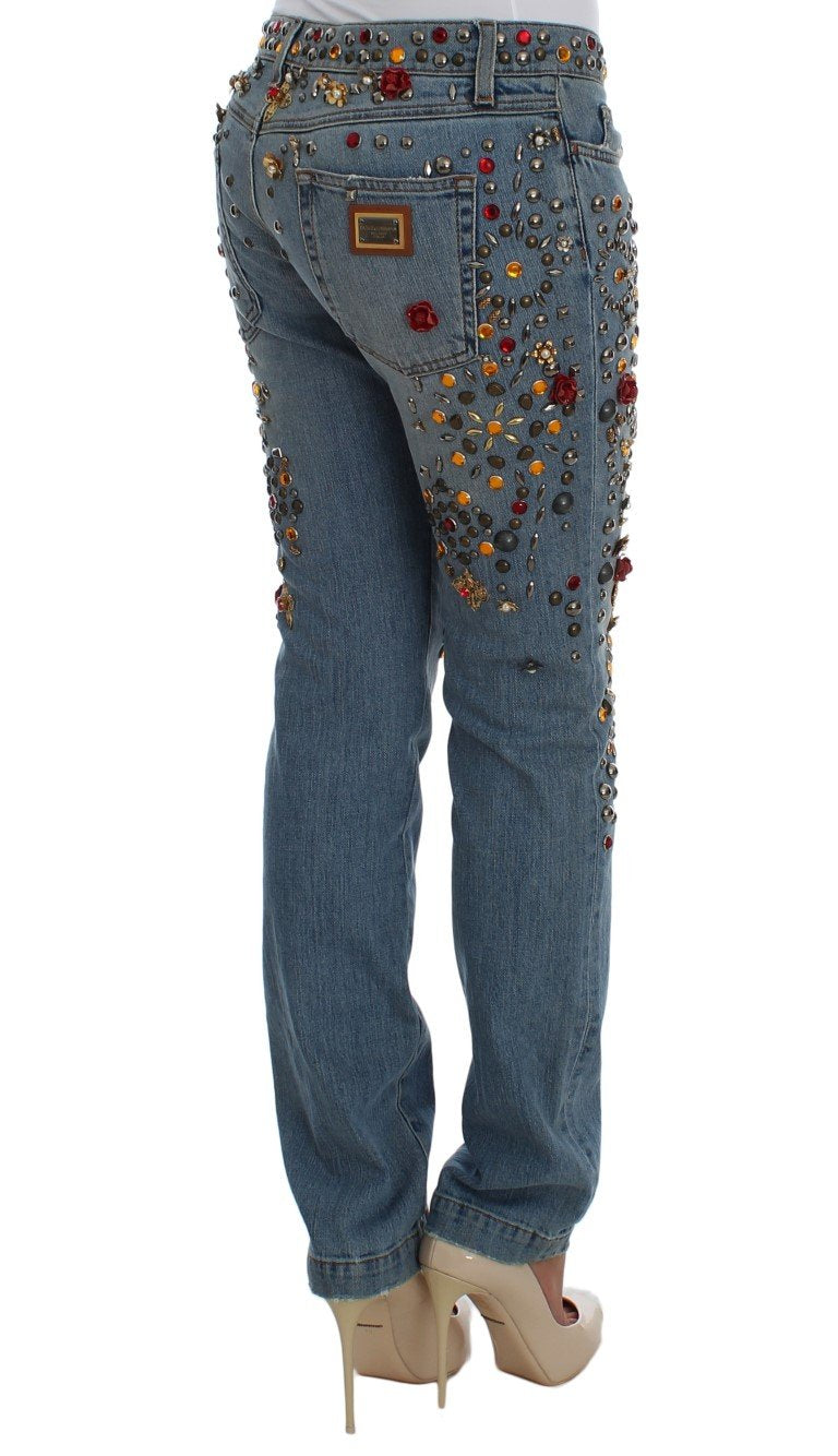 Crystal Roses Heart Embellished Jeans