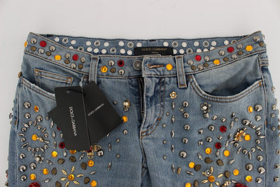Crystal Roses Heart Embellished Jeans