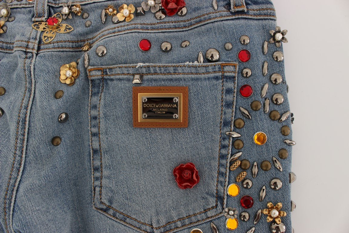 Crystal Roses Heart Embellished Jeans