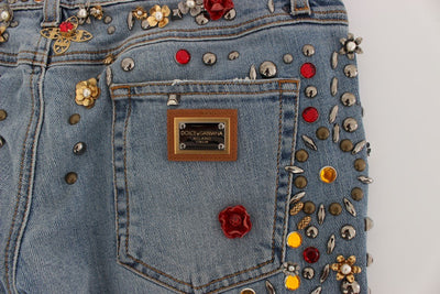 Crystal Roses Heart Embellished Jeans