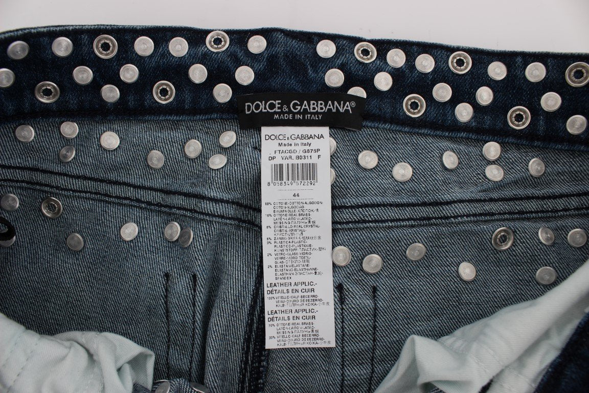 Crystal Silver Studded Slim Fit Jeans