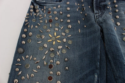 Crystal Silver Studded Slim Fit Jeans