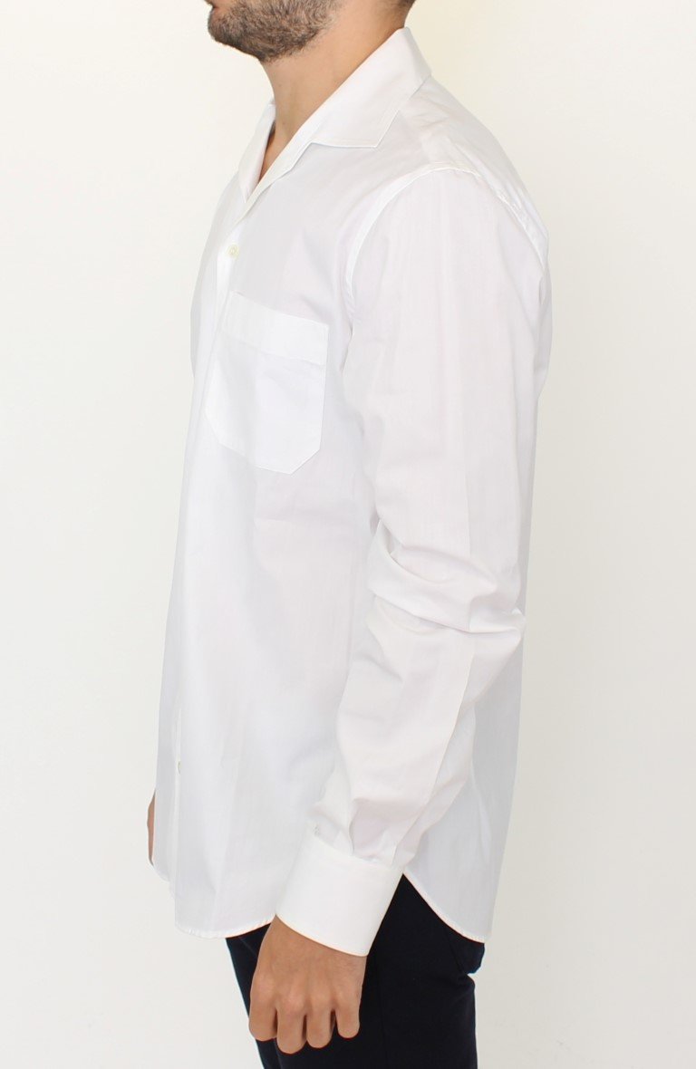 White Cotton Slim Fit Casual Shirt