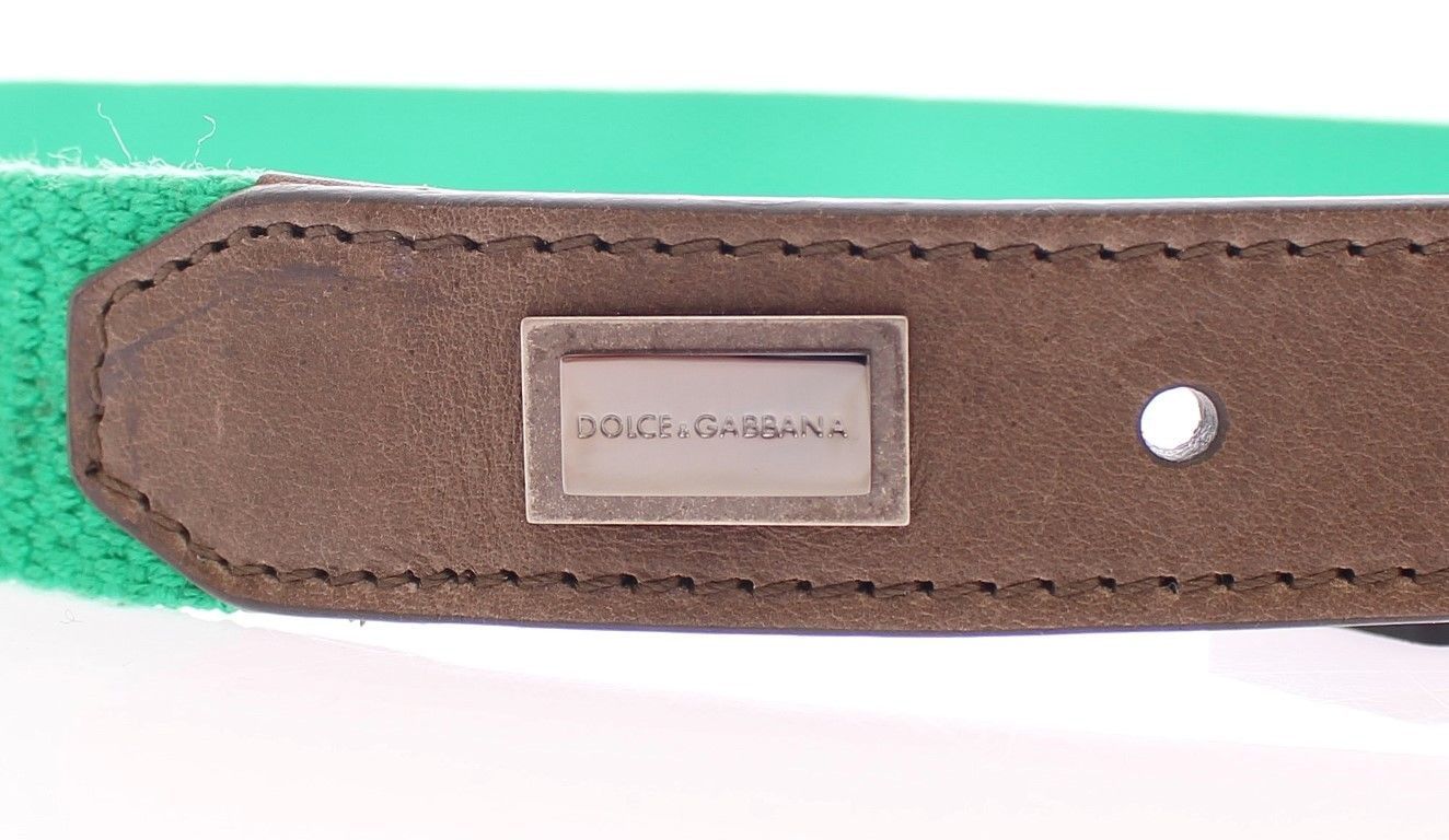 Green Leather Logo Belt