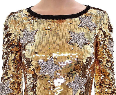 Masterpiece gold sequined clear crystal swarovski stars dress