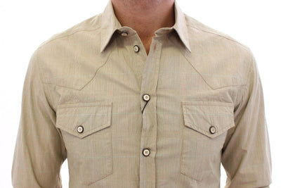 Beige Checkered SICILIA Fit Logo Casual Shirt