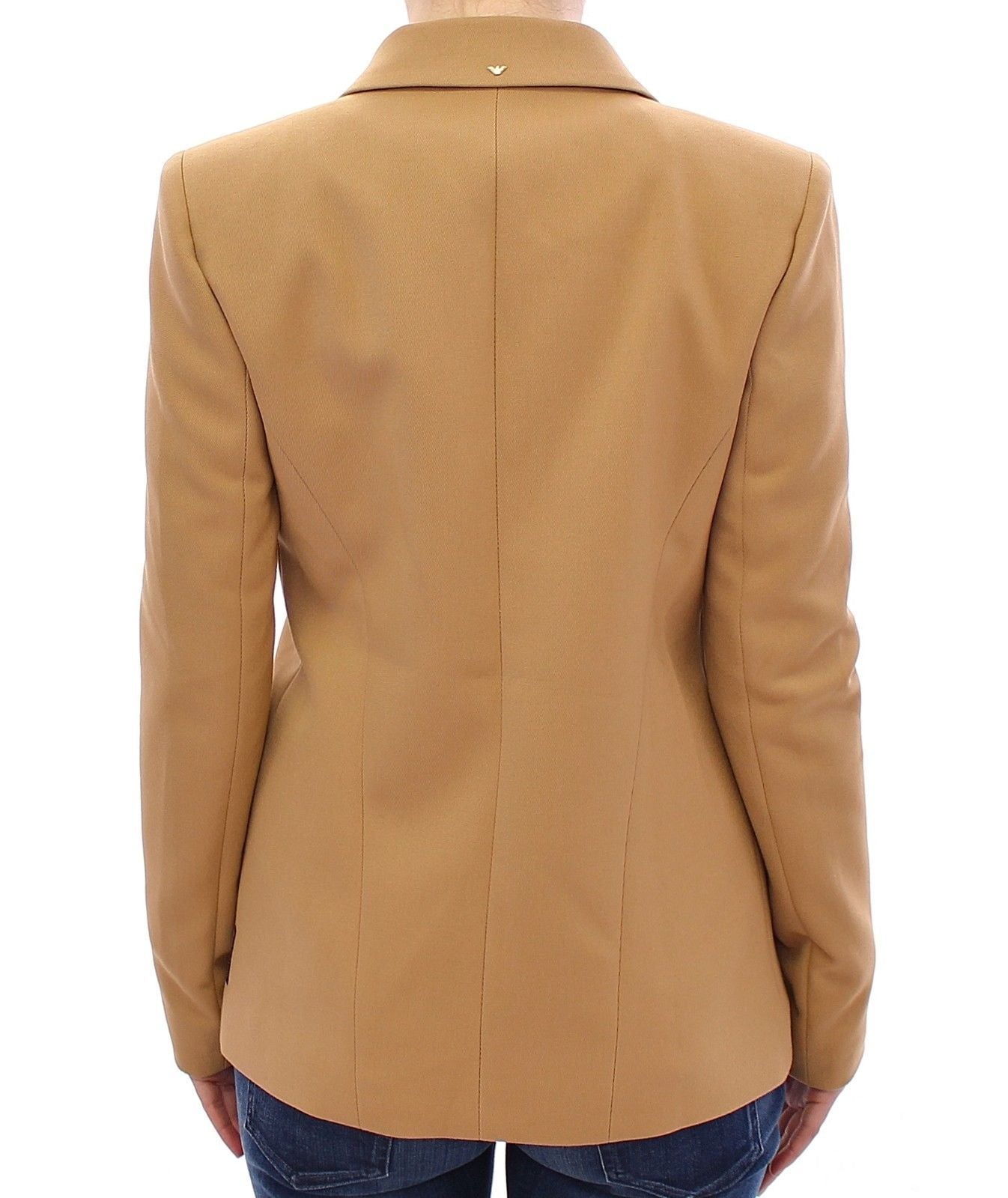 Beige One Button Blazer Jacket