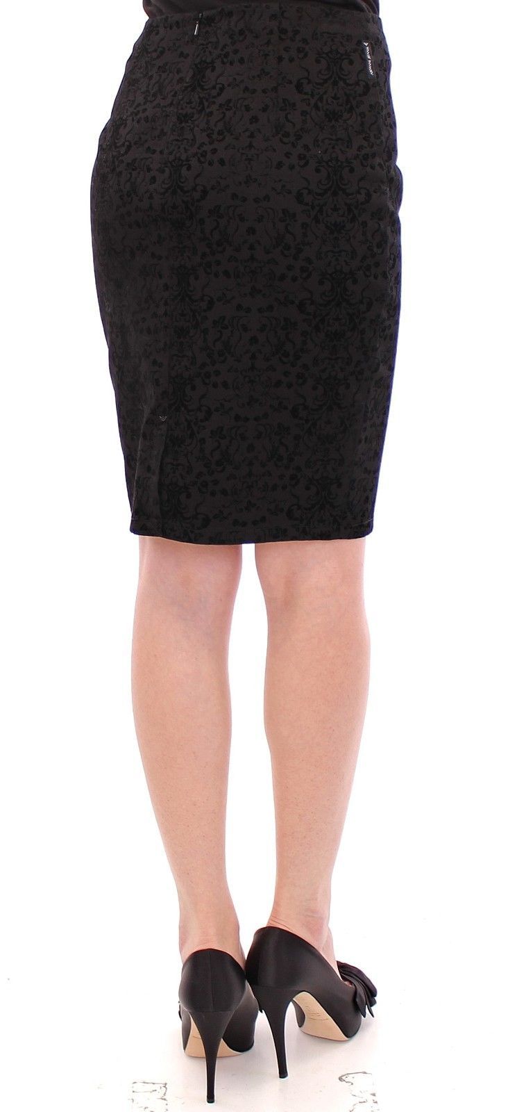 Black Stretch Straight Pencil Skirt
