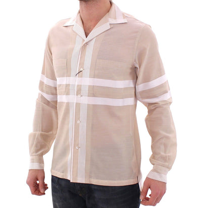 Beige Regular Fit Cotton Casual Shirt
