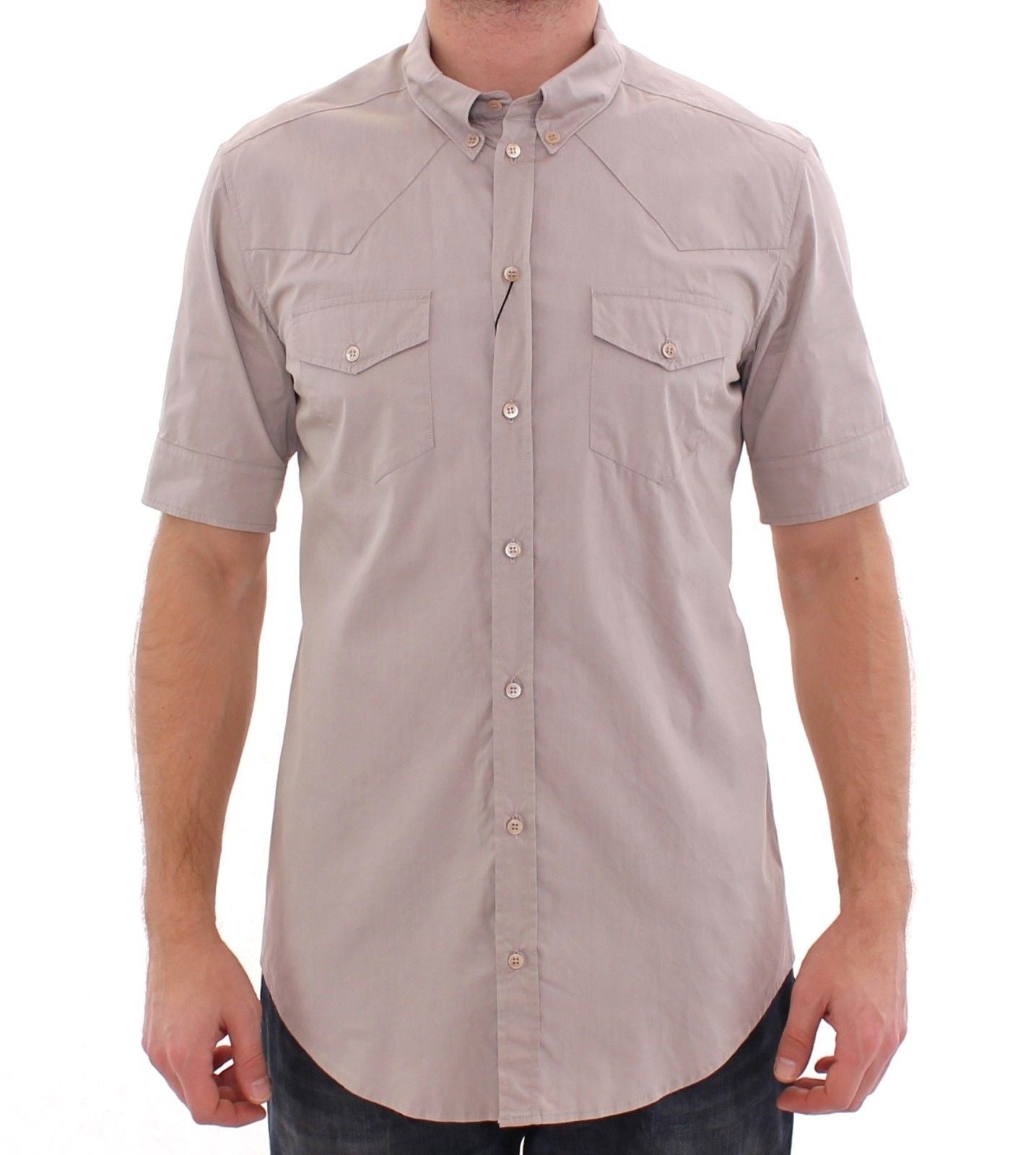 Beige Stretch Short Sleeve SICILIA Shirt