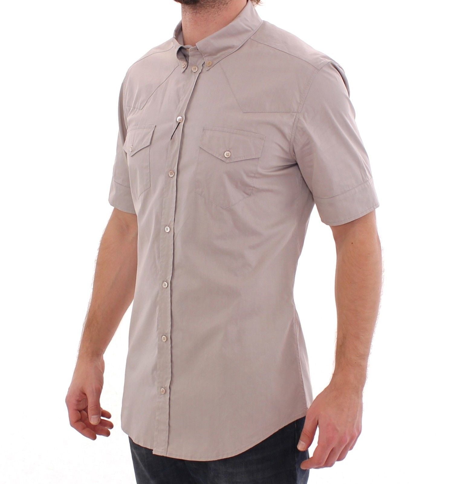Beige Stretch Short Sleeve SICILIA Shirt