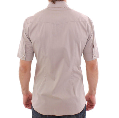 Beige Stretch Short Sleeve SICILIA Shirt