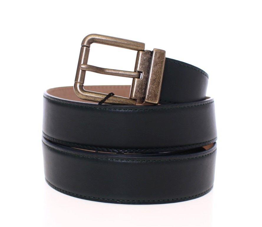 Green Leather Logo Belt