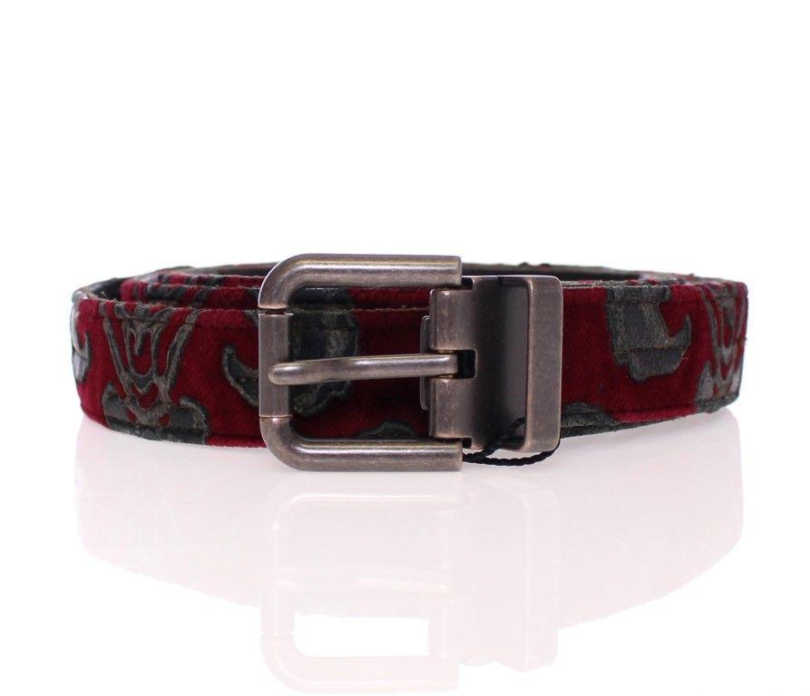 Red Velvet Baroque Leather Belt