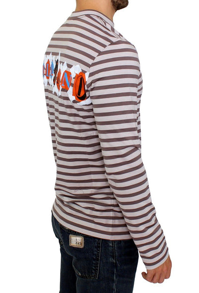 Brown striped cotton t-shirt